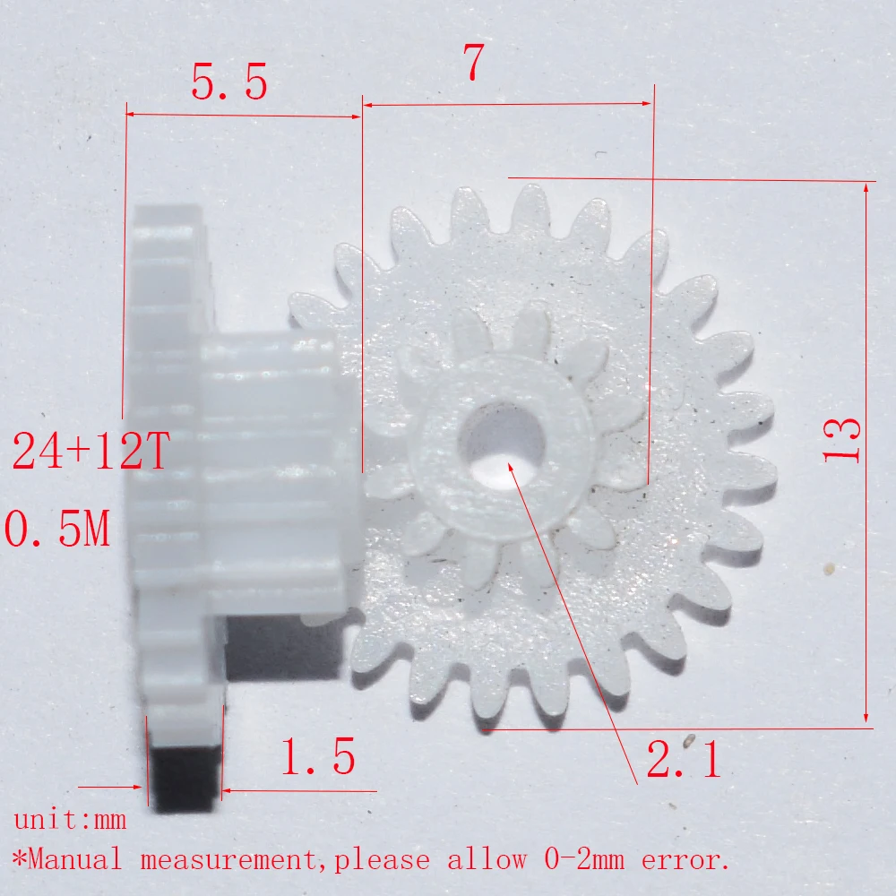 30pcs 24+12T 2.1mm hole plastic gear 0.5M dron rc car plane robot kids toys for boys diy baby accessories GP24122B