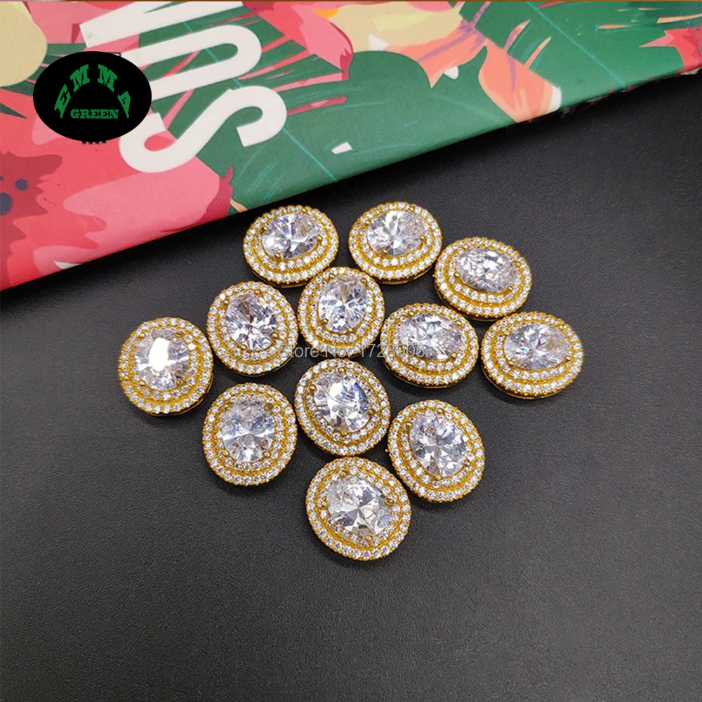 Gold Charms for Jewelry making Zircon Charm Pendant 100pcs Oval Zircon Button Embellishments Flatback for DIY Findings Zircons