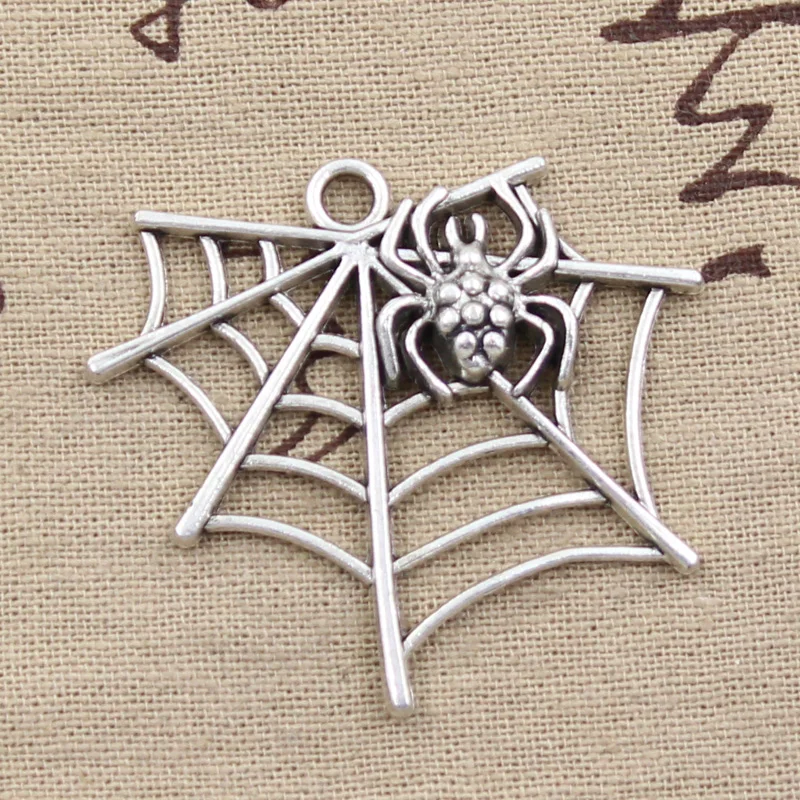 4pcs Charms Spider Cobweb 43x45mm Antique Silver Color Plated Pendants Making DIY Handmade Tibetan Silver Color Jewelry