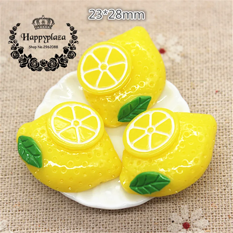 10pcs Kawaii Simulation Fruit Lemon Resin Flatback Cabochon Food Art Supply Decoration Charm Craft DIY,23*28mm