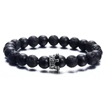 Lava Stone CZ Crown and Helmet Bracelet #2