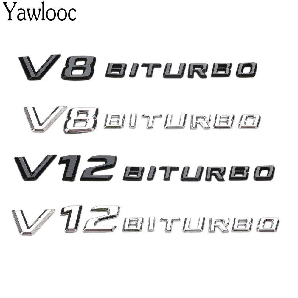 Yawlooc 3D ABS Car Sticker V12 V8 BITURBO Logo Emblem Badge Rear Side Car-styling Sticker for Benz AMG BMW VW Mazda Chevrolet