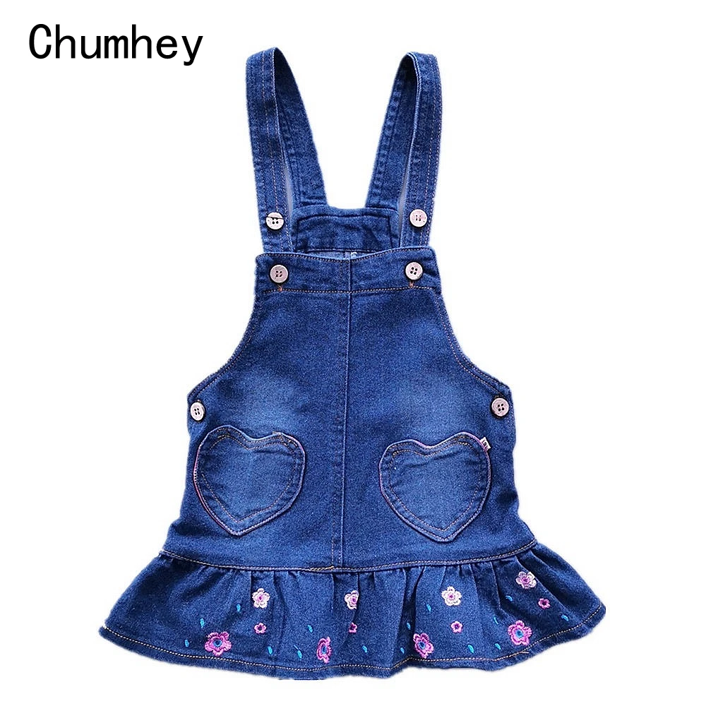 Chumhey 1-6T Kids Sundress Summer Girls Jeans Suspender dress Overalls Baby Straps Denim Bib Dress Toddler Clothing Bebe Clothes