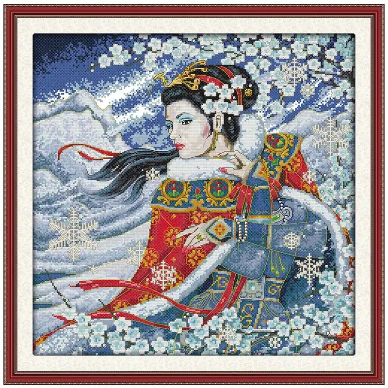 The Beauty in Snow Night Patterns Counted Cross Stitch Set DIY 11CT 14CT 16CT Stamped DMC Cross-stitch Kit Embroidery Needlework