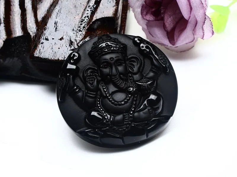 DropShipping Black Obsidian Necklace Pendant Thailand Geneisha Elephant Men's Jewelry Women's Jewelry