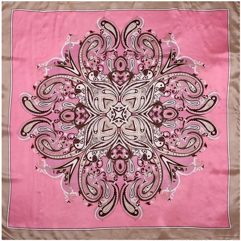 

100% Silk Scarf Women Scarf Paisley Hijab Middle Square Silk Scarf 2019 Top Foulard Bandana Female Big Bandana Hot Gift for Lady