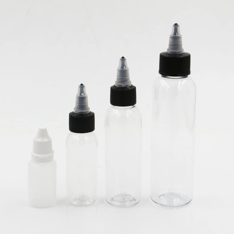 10PCS 120ML/60ML/30ML/15ML Tattoo Empty Ink Bottle Plastic Twist Cap Tattoo Ink Pigment Clear Bottle Free Shipping