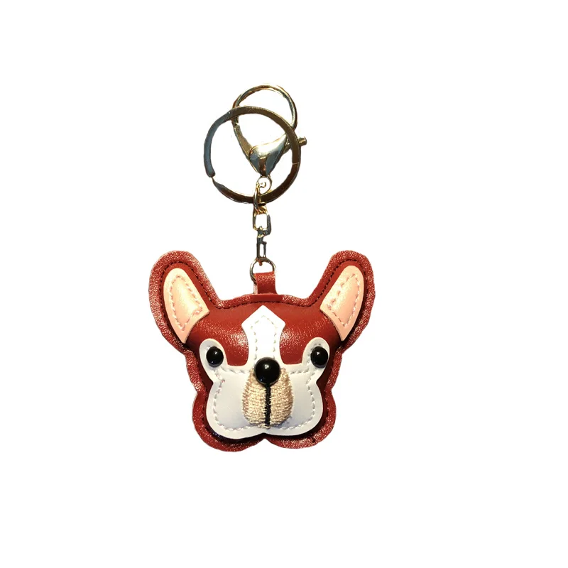 MPPM French Bulldog Leather Keychain Bag Charm Trinket Chaveiros Bulldog Bag Accessories Punk Style Pendan