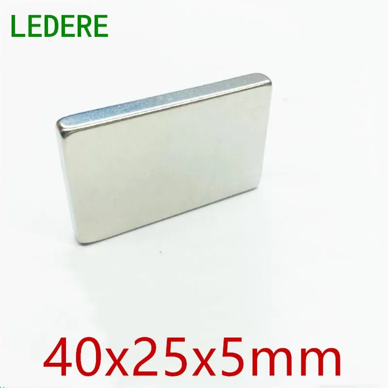 LEDERE 1pc Magnet 40x25x5 Super Strong Block Neodymium Magnets 40*25*5mm Craft Rare Earth N35 Powerful Magnet 40x25x5mm