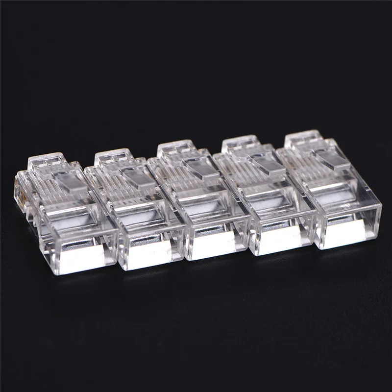 50 Buah RJ45 CAT5 CAT5e CAT6 Plug Adapter Crystal Network Modular Connector Plug 8P8C untuk Komputer