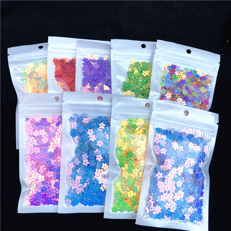 500pcs/lot Size 7mm Five-fingers Flowers loose Sequins Paillettes Flat Plum Sequin Sewing Craft,Women Garments Accessories