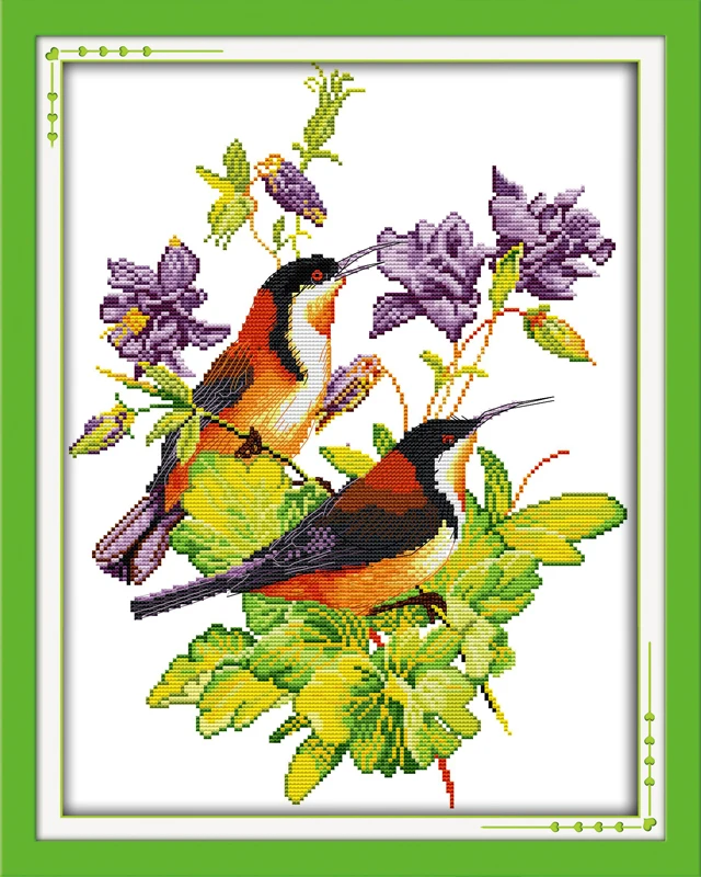 The magpies bring the spring cross stitch kit 14ct 11ct pre stamped canvas embroidery DIY handmade needlework