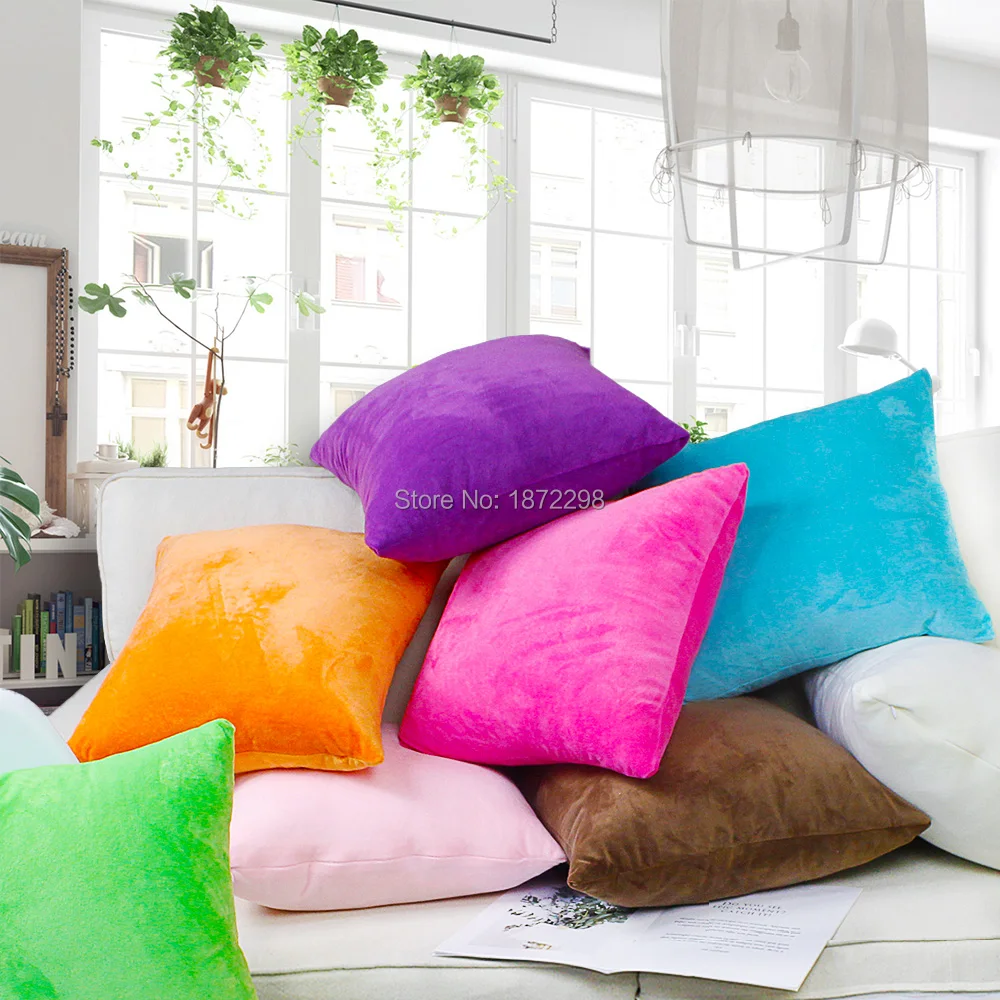 25 Color Custom 40/45/50/55/60/70cm  Polyester Super Soft Velour Cushion  Cover HT-PSVDC-01