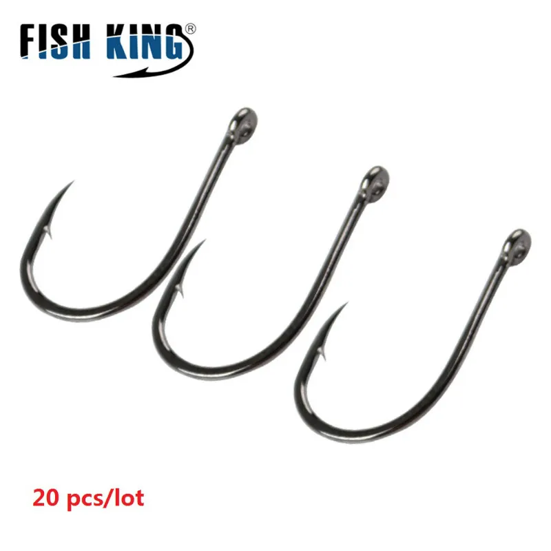 FISH KING 10-30pcs High Carbon Steel Matte Black Europe Carp Hook 1 2 4 6 8 10# Barbed Single Carp Fishing Hooks Freshwater