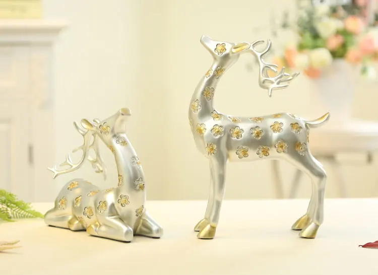 

modern home decoration artcraft resin one pair sika deers ornaments,furnishings office desk decoration gift a2388