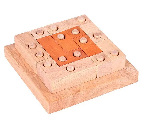 2016 Nieuwe IQ Brain Teaser 3D Houten Puzzels Spel voor Volwassenen Kinderen