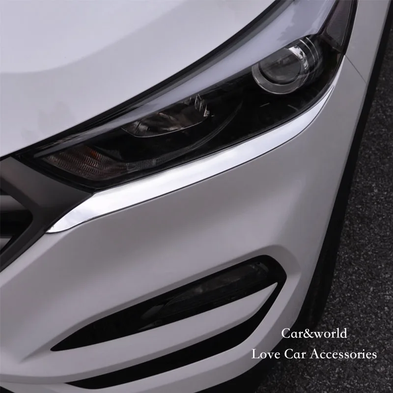 

Accessories For Hyundai Tucson 2015-2018 Front Headlight Eyebrow Frame Cover Head Lamp Lights Trims Chrome Sticker Car-styling