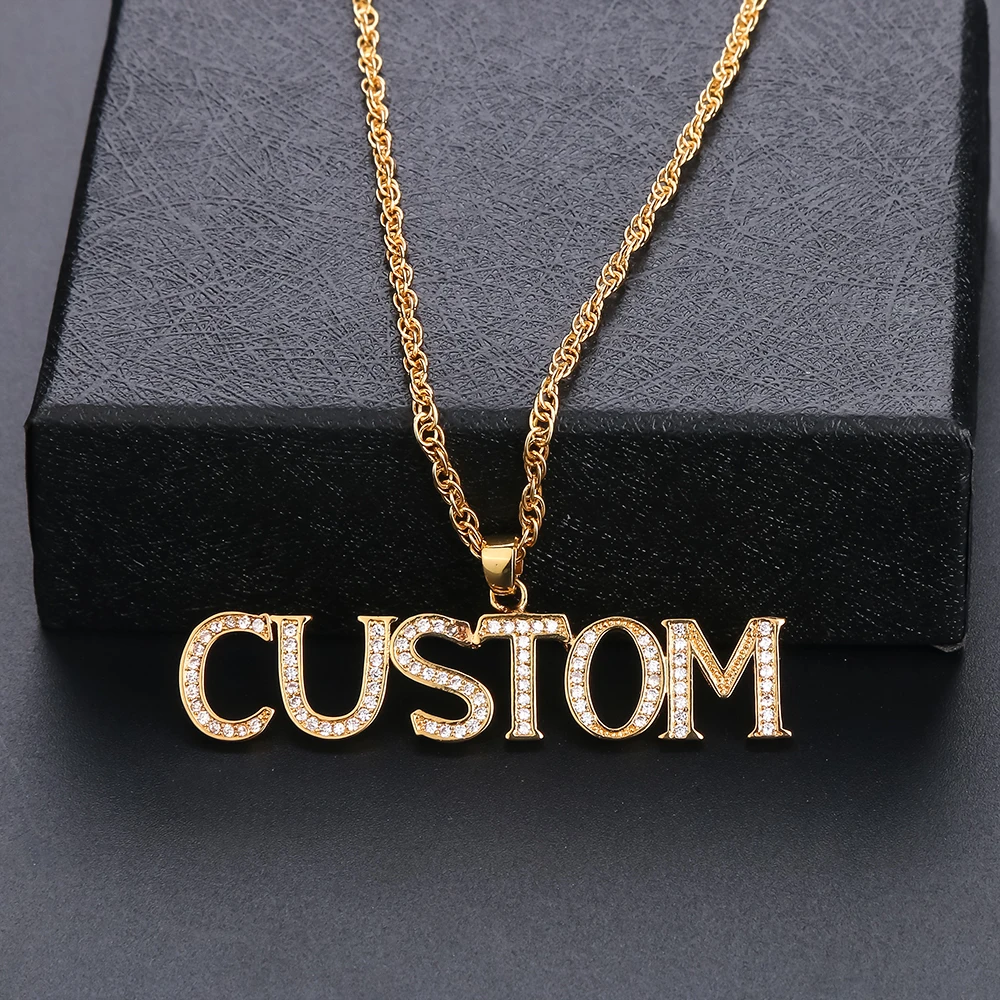 

Lateefah Custom Jewelry Custom Made Name Pendant Zirconia Necklaces Choker Necklace Letter Pendant Nameplate Gift Personality