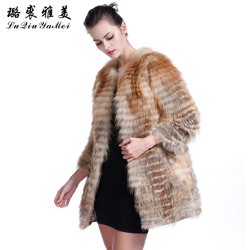 Women \'s Winter Real Fox Fur Coats Fashion Slim Fur Outerwear Natural Fox Fur Jacket for Women Coat of Fox Plus Size S-7XL