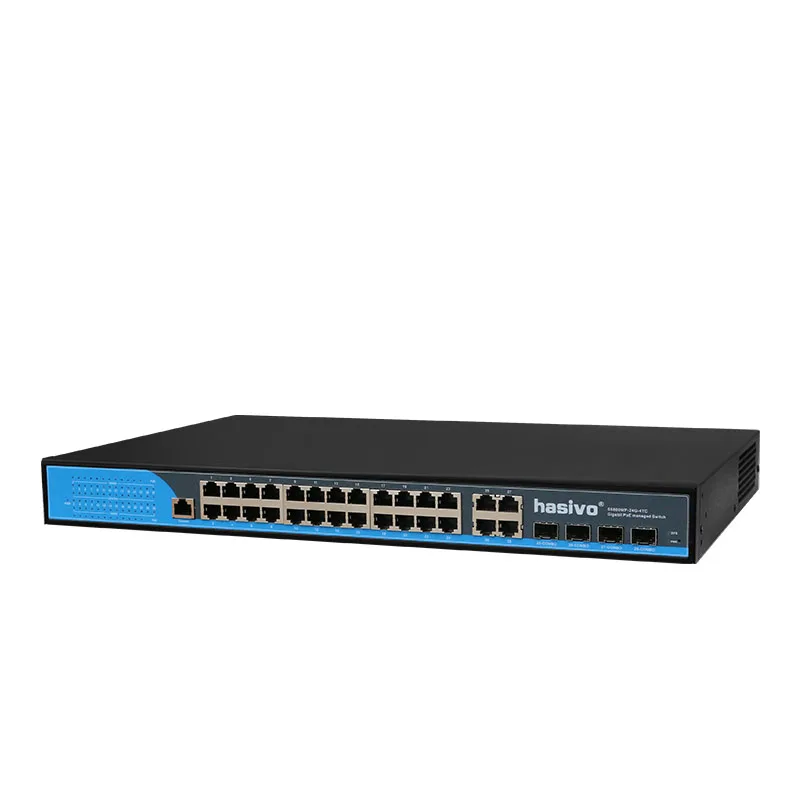 24 port Beheerd Poe Ethernet Switch 400W managment schakelaar met 24 port 10/100/1000M Rj45 poE 4 Port SFP fiber COMBO