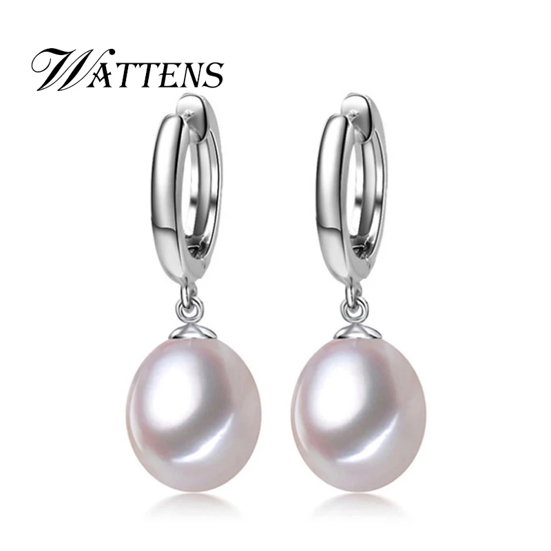 WATTENS Pearl Jewelry, natural Pearl earrings for women love fashion party 925 sterling silver earrings accessories,gift box