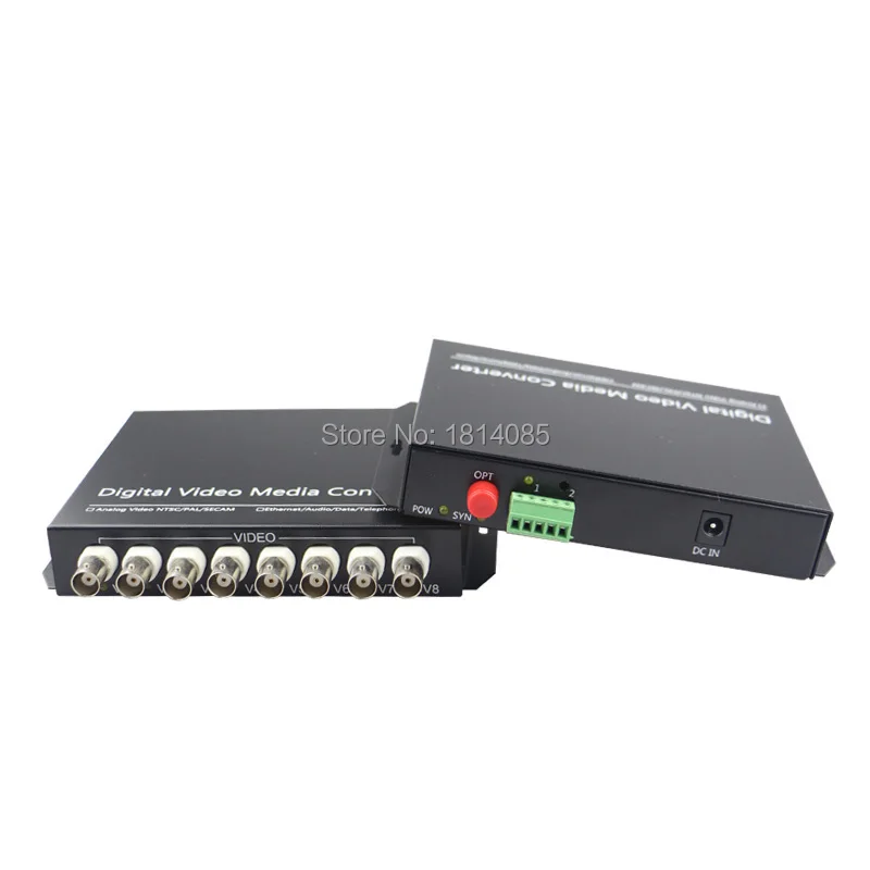 8 channel Digital Video Optical Transceiver  with 1 channel reverse RS485 data fiber converter FC 20KM