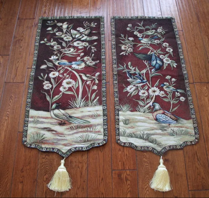 flybird and flower one pair 100x45cm home textile Medieval aubusson wall hanging tapestry pt-722