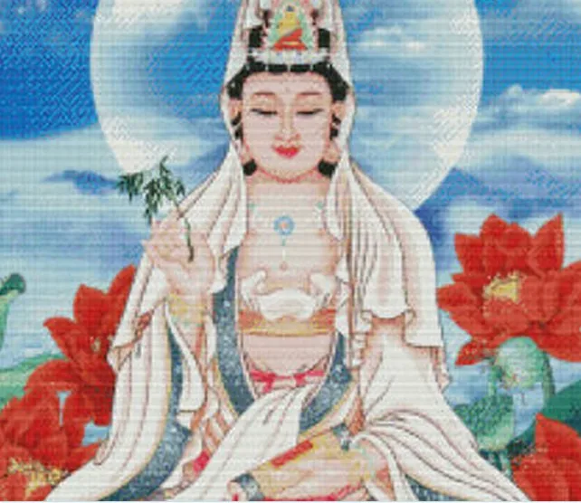 Kwan-yin sitting on lotus platform (3) cross stitch kit stamped 14ct 11ct hand embroidery DIY handmade needlework supplies bag