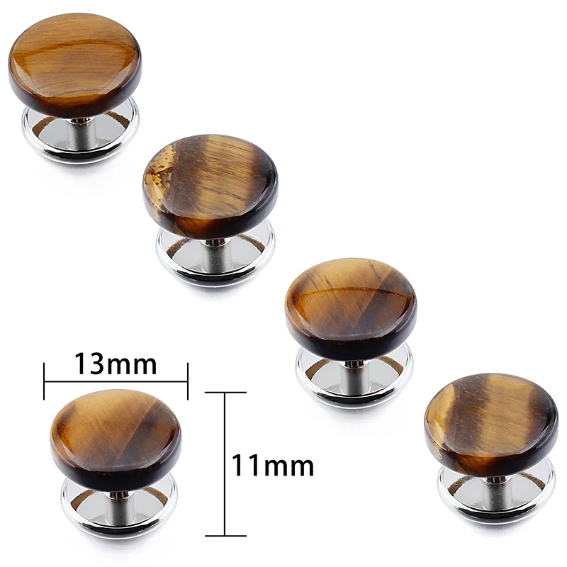 5 pcs Tiger\'s Eye Stone Tuxedo Studs Fashion Men\'s Wedding Jewelry Cufflink Stud For Groomsmen