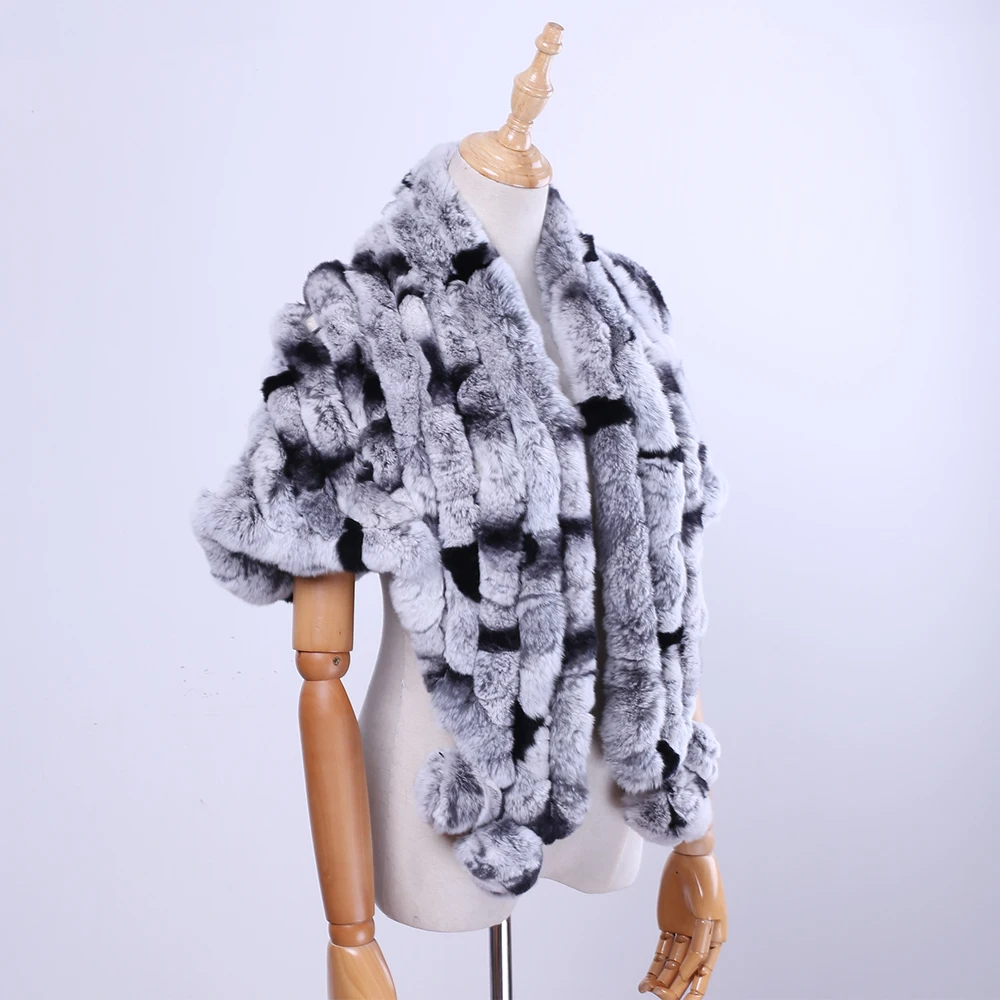 Brand New Women's Lady Fashion Genuine Rex Rabbit Fur Shawl  Poncho Fur Cape Scarfs Scarves Wraps Real Fur Pashmina