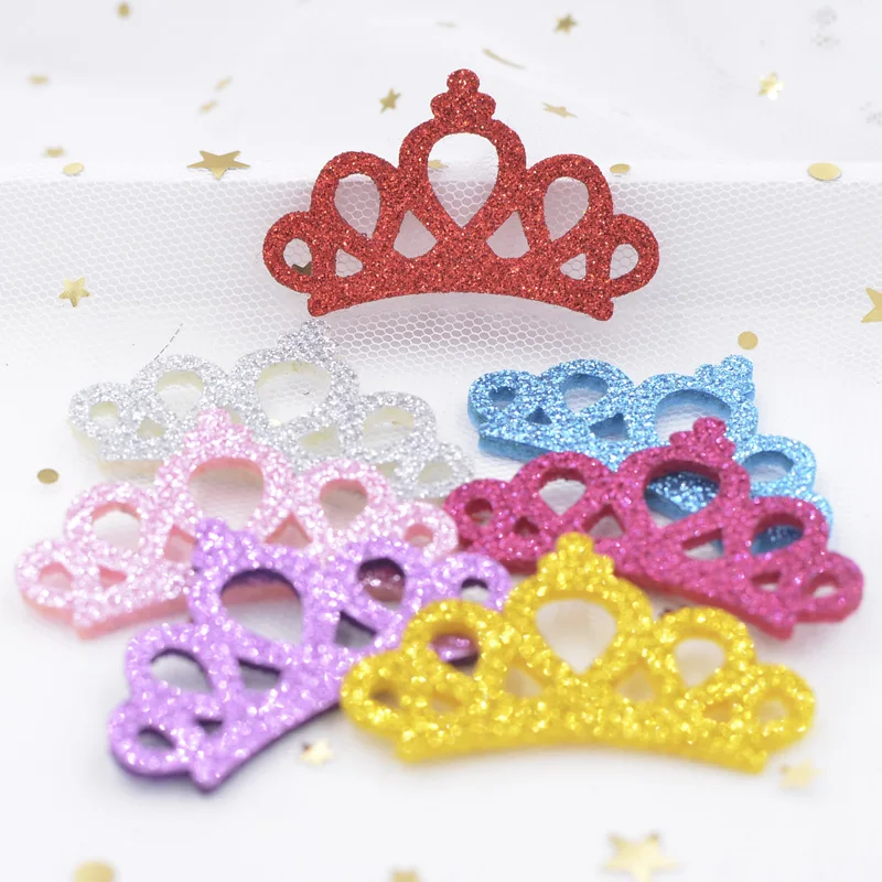 20Pcs Glitter Crown Patches Glitter Leather Crown Pads Applique/Scrapbooking Crafts Accessories for Card Making