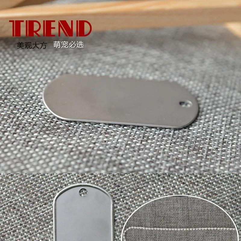 100pcs/lot pet dog cat id tag Blank Military army Tags Stainless Steel 50mm*28mm*0.4mm thickness