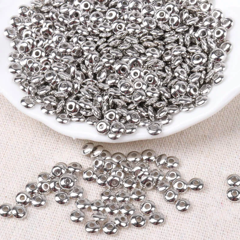 5x2mm 500pcs Silver and Gold Plated CCB Flat Round Wheel Spacer Beads For Jewelry making DIY KL34