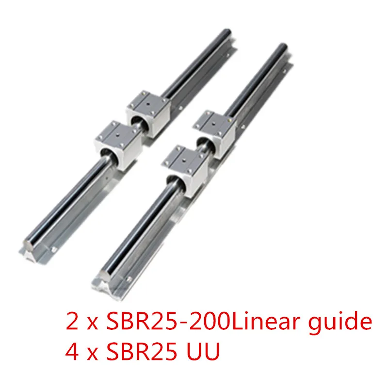 

2pcs SBR25 25-200mm linear rail support round guide rail + 4pcs SBR25UU slide block for cnc For shipping