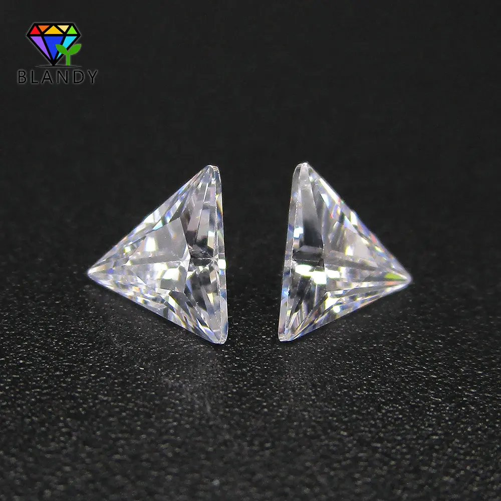 Free Shipping 3*3mm~10*10mm Triangle Shape White Cubic Zirconia Stone 5A Quality Machine Cut Loose CZ Synthetic Gems For Jewelry