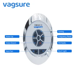 AC 12V Shower FM Radio Control Oval Shower Cabin Room Controller Shower Accessories Speaker Vent Fan Shower Lighting