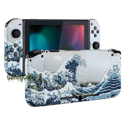 eXtremeRate The Great Wave Soft Touch Grip Console Back Plate Controller Housing Shell with Full Set Buttons for Nintendo Switch