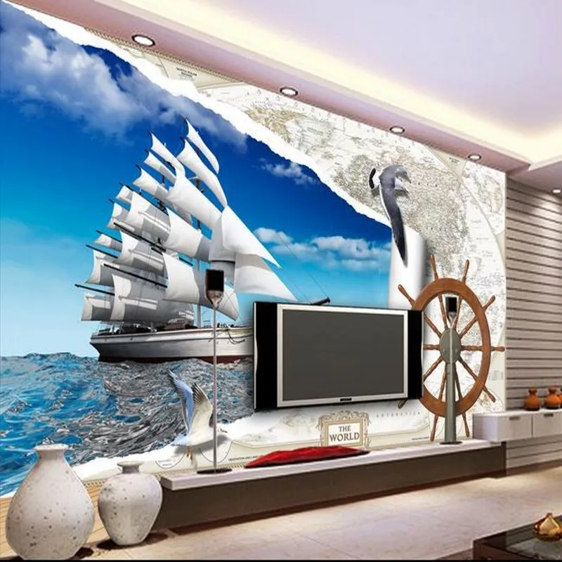 

beibehang Custom wallpaper High Quickly mural 3d wallpaper seiling sea mew europe papel de parede 3d wallpaper Papel de parede