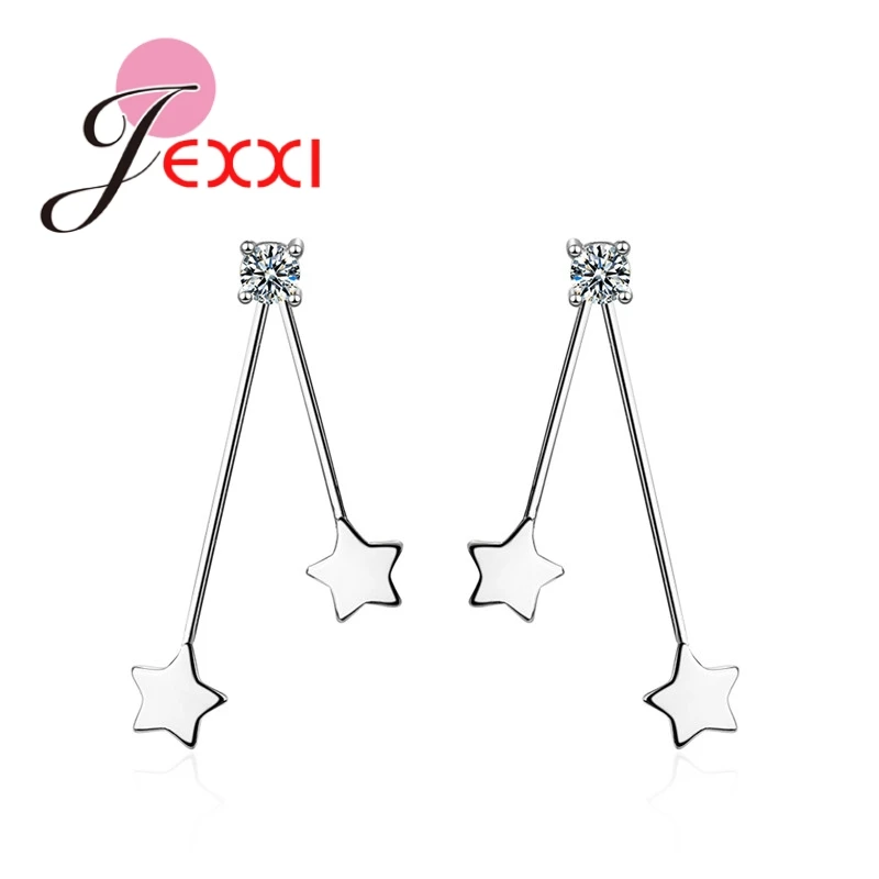 Double Ware Styles Changing Occasions Drop Click Shining Crystal Dangle Star Women Earrings Party Jewelry