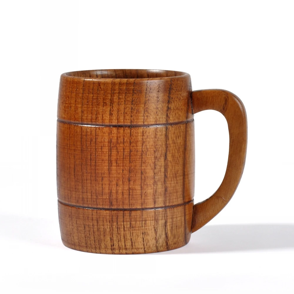 

Free Shipping Practical Wooden Beer Milk Coffee Tea Mug With Wood Handle Water Cup Drinking Mug Drinkware For Kitchen