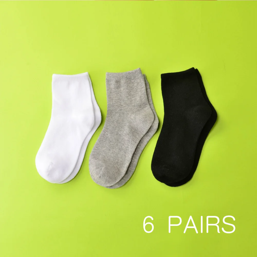 6pairs/Lot Children Boys Girls Cotton Above Ankle Sport Socks Soft Sweat Plain Stitch Athletic Spring Autumn Winter White