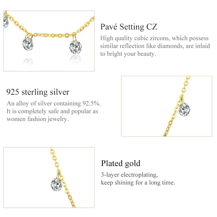 Real 925 Sterling Silver Dazzling Cubic Zircon Round Circle CZ Pendant Necklaces for Women Sterling Silver Jewelry