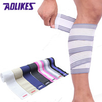 AOLIKES 2 Pcs 90*7.5cm Elastic Bandage Tape Sport Knee Support Strap Shin Guard Compression Protector For Ankle Leg Wrist Wrap