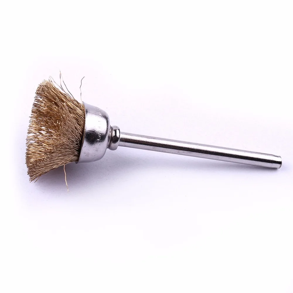 20 PCS Wire Polishing Wheel Brushes Brass Brush 3mm Shank Cup Brush For Dremel Rotary Tools Accessories Metal Rust Removal Tool