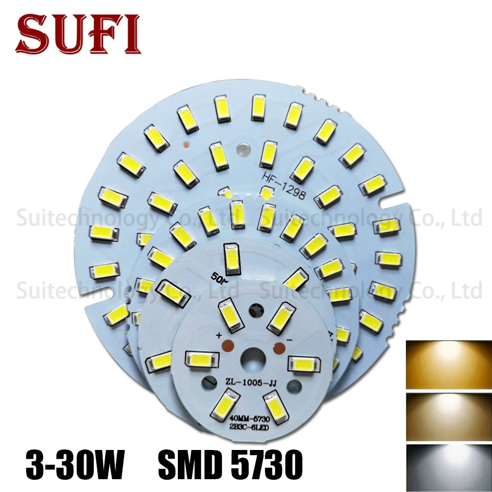 Wysokiej Mocy Żarówka LED 3W 5W 7W 9W 12W 15W 18W 24W 36W SMD5730 Płytka LED Panel Świetlny Do Samodzielnego Montażu Żarówki LED Sufitowej PCB Z LED