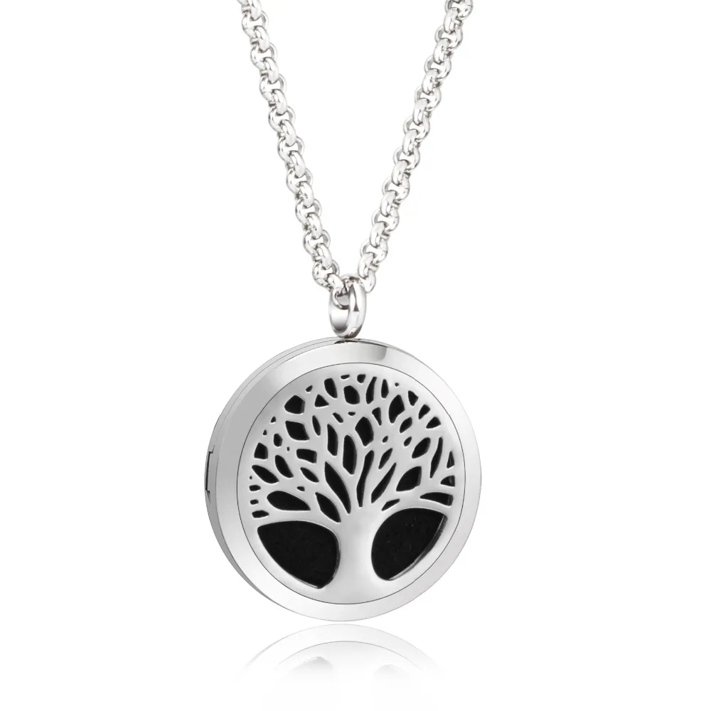 

Drop Shipping tree life 316 Stainless Steel Aromatherapy Diffuser Locket Pendants with 8 felt pads