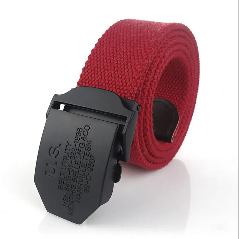 SupSindy Men Canvas Belt Black US Metal Buckle Army Military Tactical Belts for Men Jeans Outdoor Training Soldier Strap Male