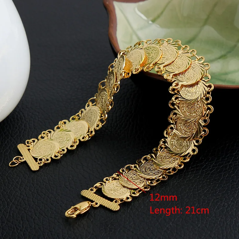 Money Coin Bracelet Gold Color Islamic Muslim Arab Coins Bracelet for Women Men Arab Country Middle Eastern Jewelry