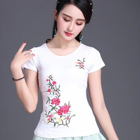 T Shirt Women Plus size Basic Tshirt White Black 100% Cotton Embroidery High quality Ladies Summer Tops Casual 4XL 5XL