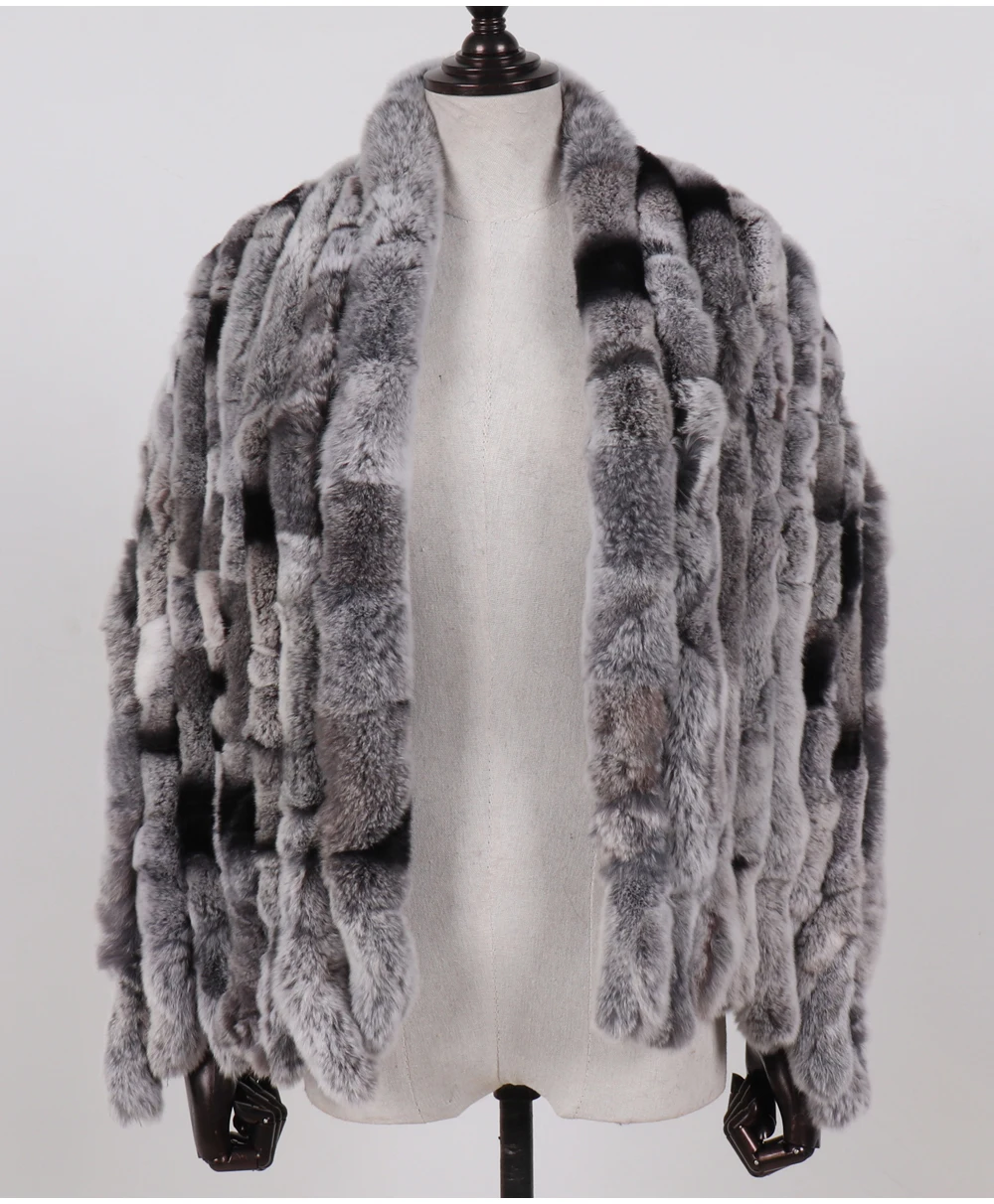 Neuer langer Schal aus echtem Rex-Kaninchenfell für Damen, warm, weich, hochwertig, modischer Rex-Kaninchenfell-Schal mit Quasten. – Detail 8